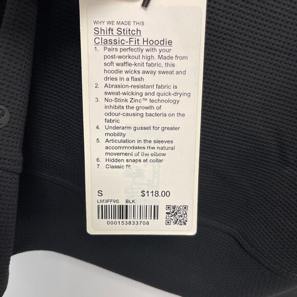 Lululemon Men's Shift Stitch Classic-Fit Hoodie - Black - Small - NWT - Picture 4 of 4